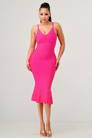 Aphrodite Midi Bandage Dress in Pink