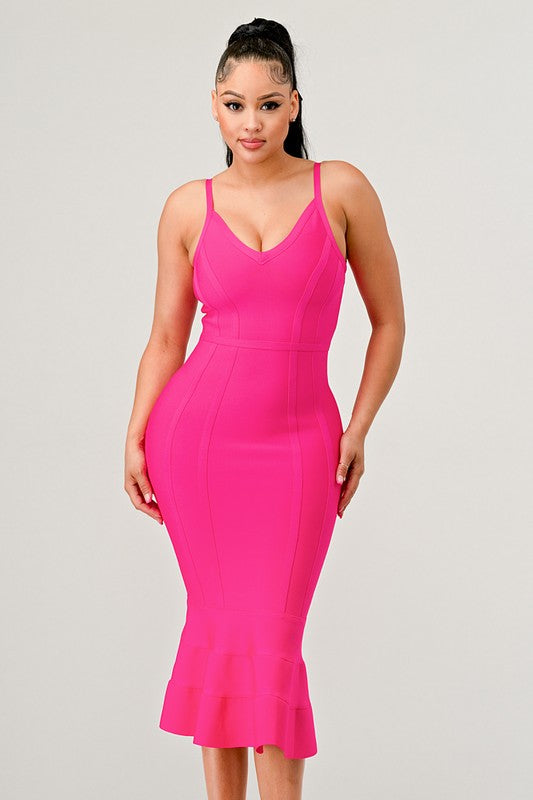 Aphrodite Midi Bandage Dress in Pink