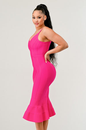 Aphrodite Midi Bandage Dress in Pink