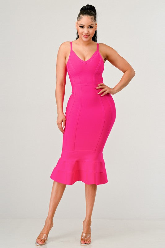 Aphrodite Midi Bandage Dress in Pink