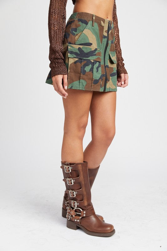 Camo Cargo Mini Skirt