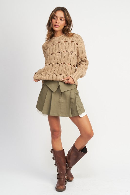 Margo Open Knit Sweater in Taupe
