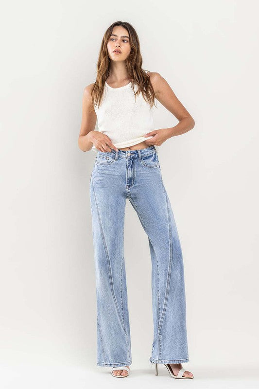 Uber High Rise Wide Leg Jeans in Light Wash