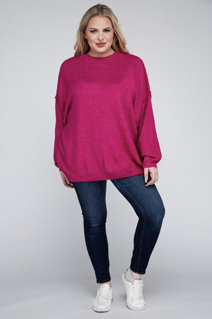 Allison Plus Raw Seam Melange Sweater in a Variety of Colors