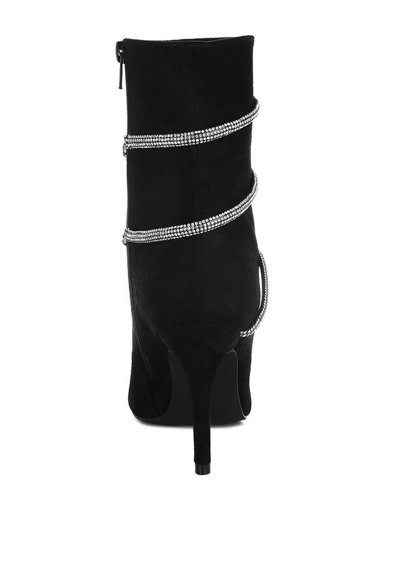 It's a Wrap Rhinestone Wrap Stiletto Boots in Red, Black, & Beige