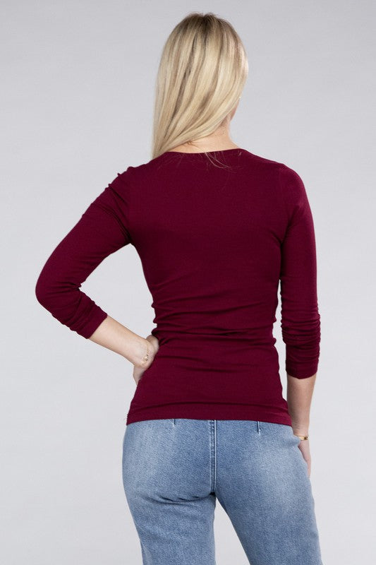 Ellie V-Neck Long Sleeve Tee in a Variety of Colors