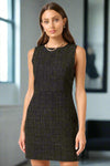 Chic & Elegant Tweed Mini Dress in Black