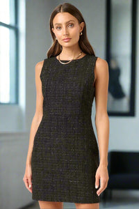 Chic & Elegant Tweed Mini Dress in Black