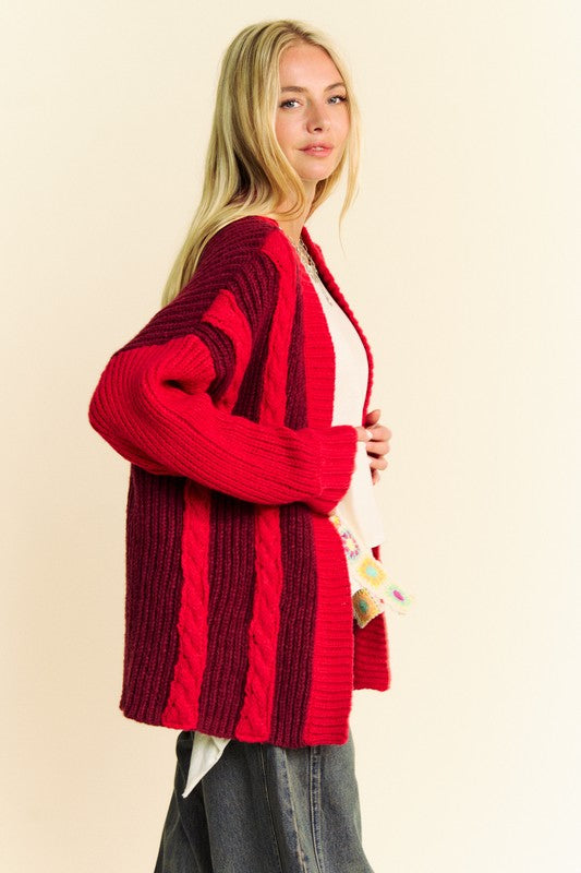 Merry & Bright Cable-Knit Color Block Cardigan