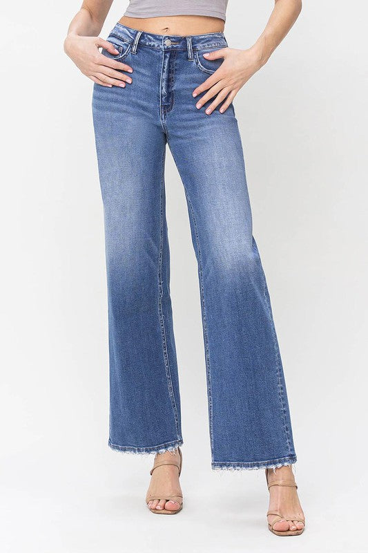 Darcie High Rise Wide Leg Jeans  in Medium Wash