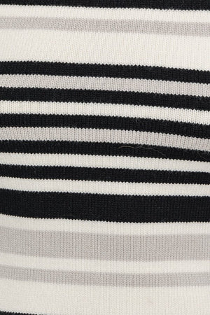 Striped to Perfection Mini Sweater Dress in White/Black Stripe