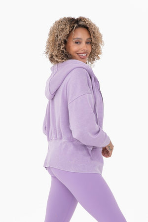 Cozy Fleece Hoodie Jacket in Purple Orchid & Pearl Blush