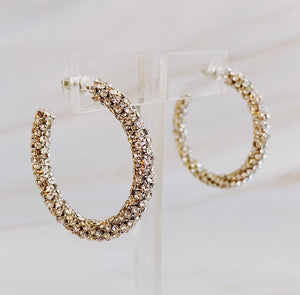 Rhinestone Hoop Earrings in Gold & Silver