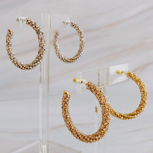 Rhinestone Hoop Earrings in Gold & Silver