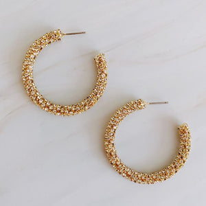 Rhinestone Hoop Earrings in Gold & Silver