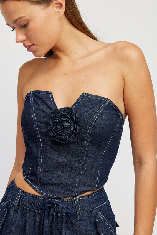 As Pretty As a Rose Denim Corset  Tube Top