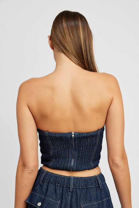 As Pretty As a Rose Denim Corset  Tube Top