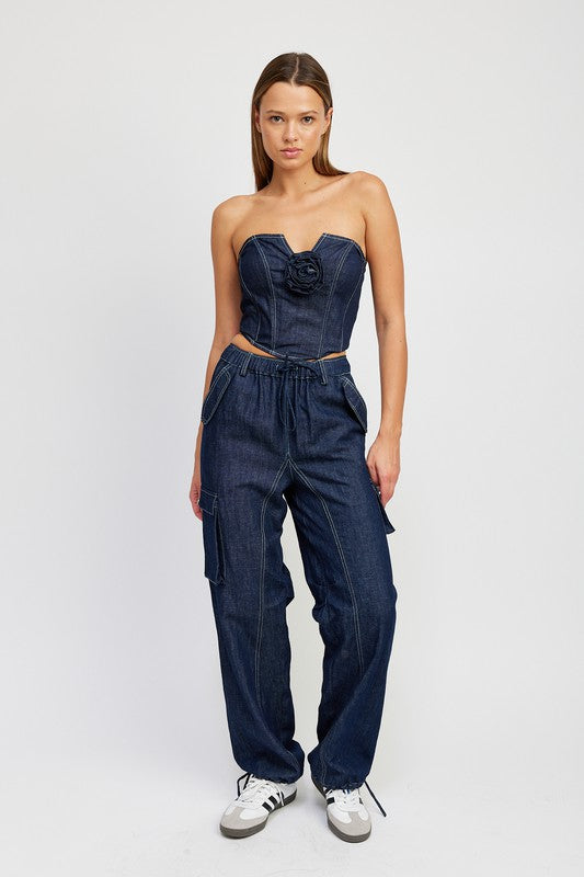 As Pretty As a Rose Denim Corset  Tube Top