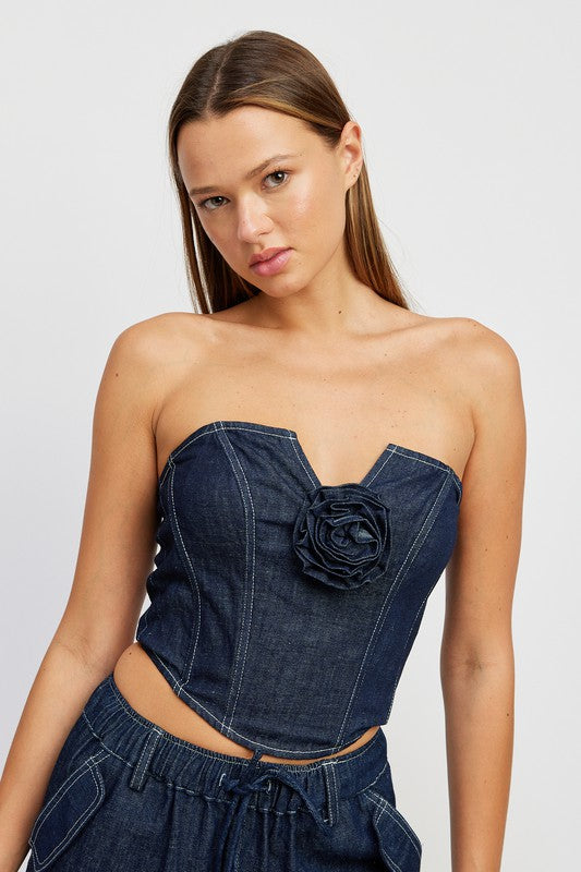 As Pretty As a Rose Denim Corset  Tube Top