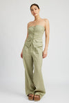Amande Pleated Linen Pants in Sage