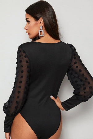 Dreamy Swiss Dot Sheer Sleeve bodysuit