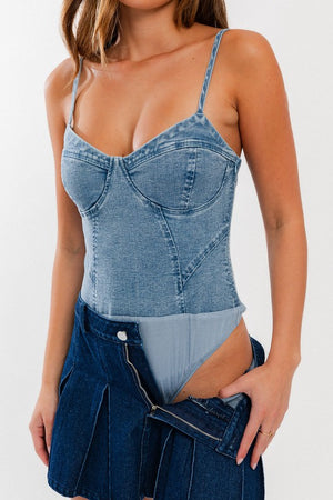 Jessamine Denim Bustier Bodysuit