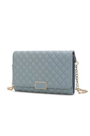 Isra Quilted Envelope Clutch Crossbody Bag in Black, Blush, & Denim