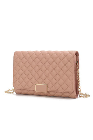 Isra Quilted Envelope Clutch Crossbody Bag in Black, Blush, & Denim