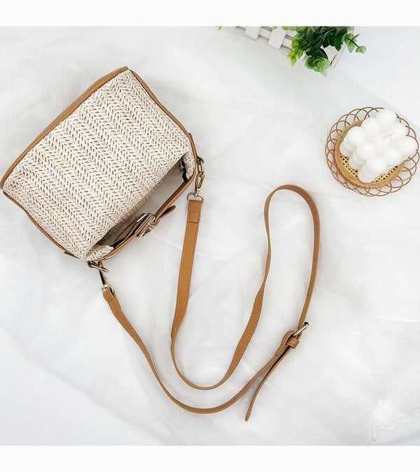 Interwoven Straw Crossbody with Handle