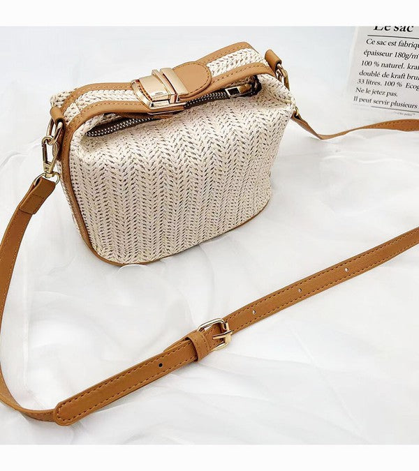 Interwoven Straw Crossbody with Handle