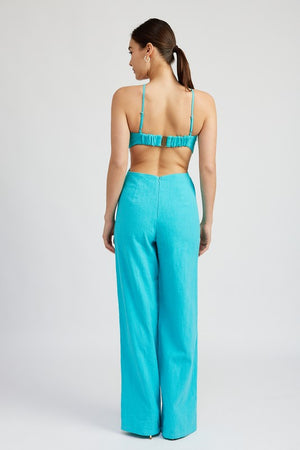 Anina Double Ring Cut-Out Jumpsuit in Turquoise