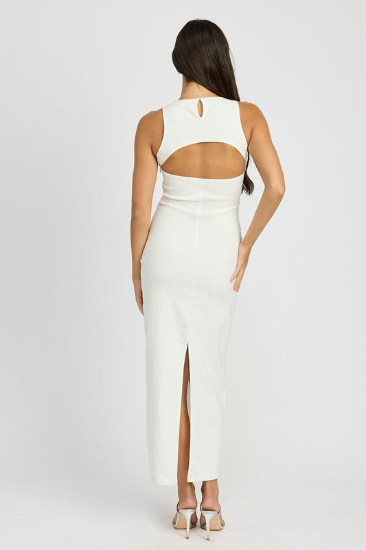 Astrea Cut Out Midi Dress in Cream