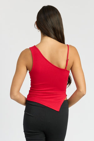 Scarlet One Shoulder Top in True Red