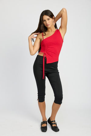 Scarlet One Shoulder Top in True Red