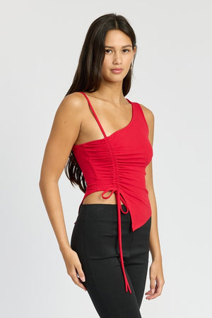 Scarlet One Shoulder Top in True Red