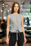 Samara Sleeveless Front Cutout Top in Grey