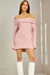 Shoulder Show Off Sweater Tunic in Pink