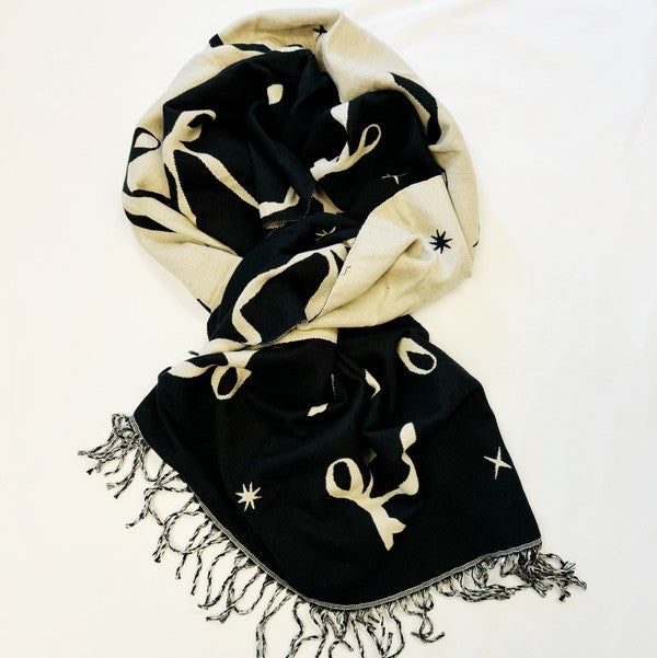 Bows & Stars Fringed Scarf