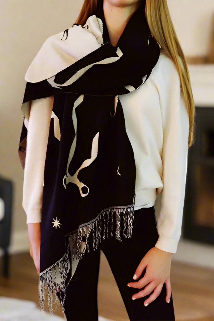 Bows & Stars Fringed Scarf