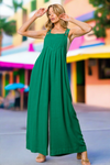 Amila Textured Wide Leg Jumpsuit in Jade