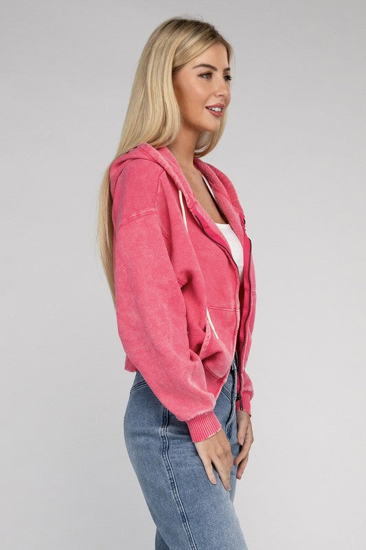 Cozy Acid Wash Fleece Drawstring Hoodie in a Variety of Colors