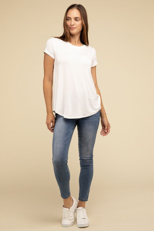 Ebb & Flow Rayon Short Sleeve Top in a Variety of Colors