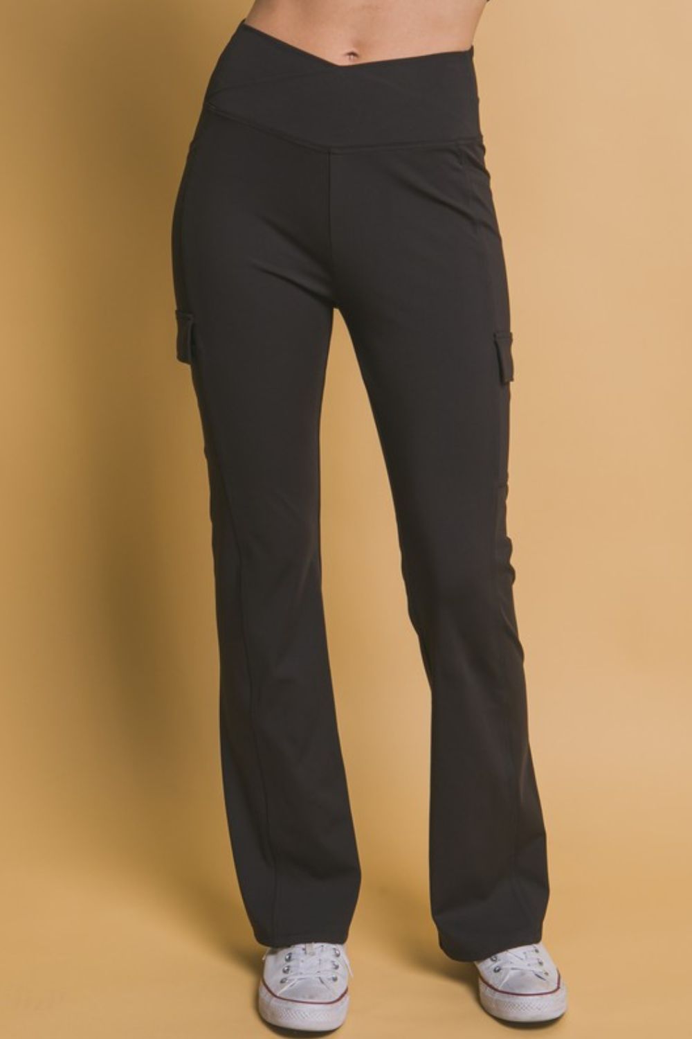 Flare Play Flared Cargo Leggings in Black