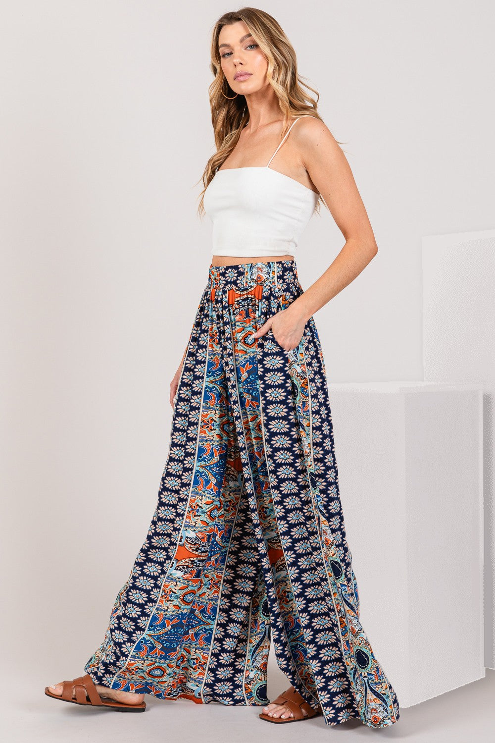 Free Spirit Geo Print Wide Leg Pants