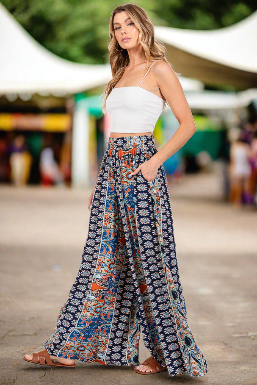 Free Spirit Geo Print Wide Leg Pants