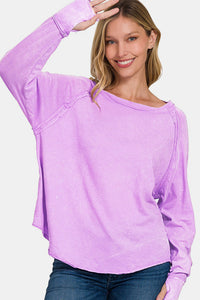 Thumbs Up Long Sleeve T-Shirt in Lavender