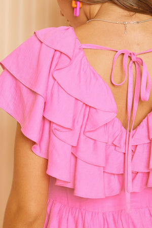 So Many Ruffles Romper in Sweet Pink