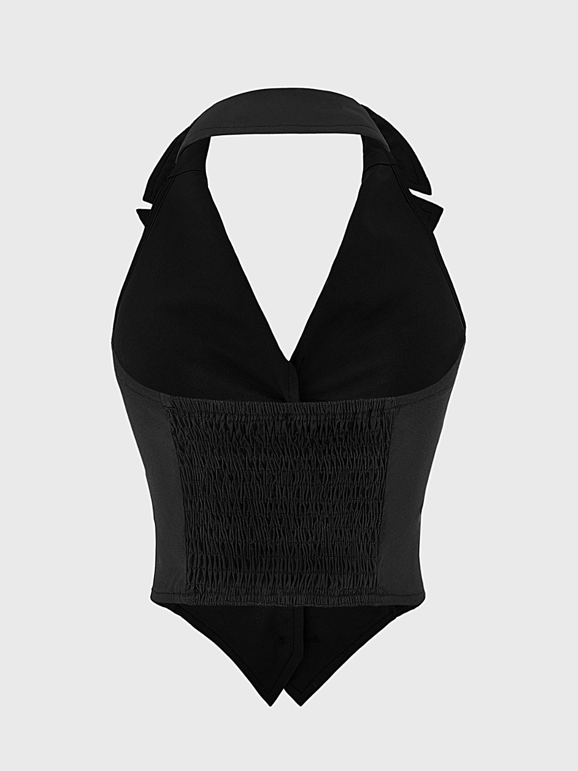 Streamlined Button Down Vest Top in Black