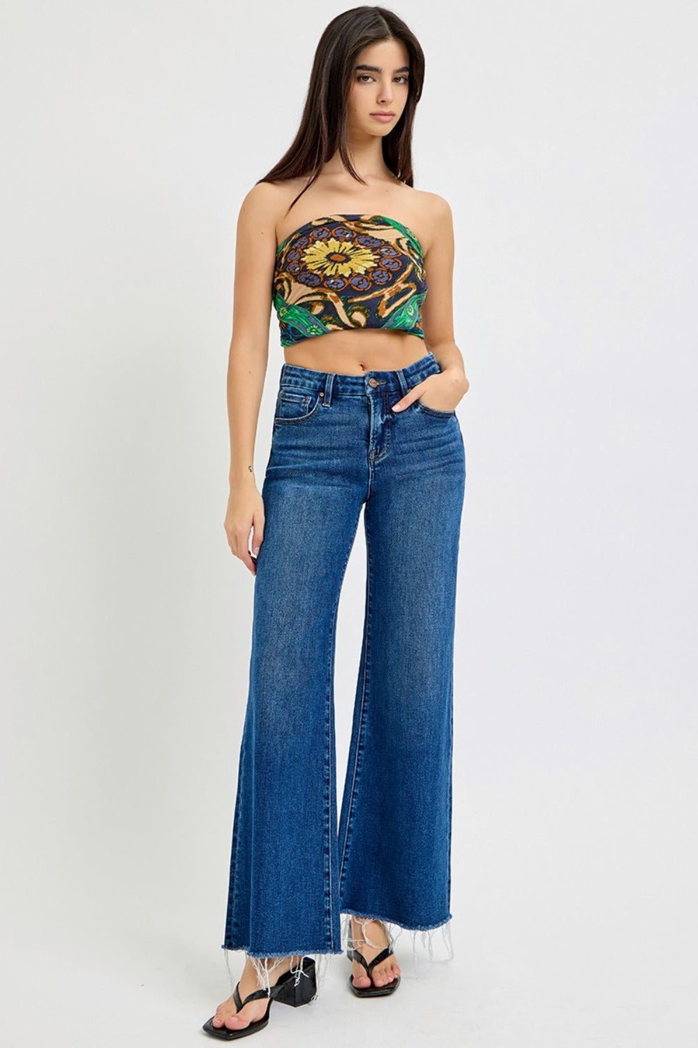 Shape Up Tummy Control Wide Leg Jeans in Dark Wash