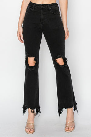 Distressed To Impress Raw Hem Jeans in Black